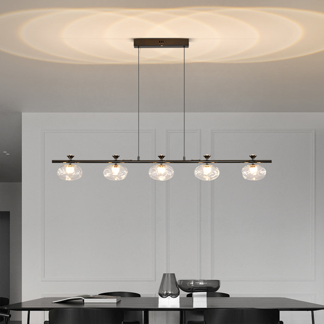 Linear Glass Chandelier Modern Minimalist Pendant Light for Dining Room and Living Room