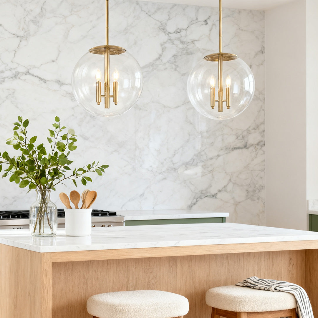 Lumina Clear Glass Globe Pendant Light in Gold