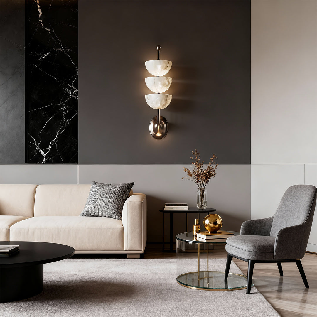 Aurelia Wall Sconce in Copper and Marble, Modern LED Lighting