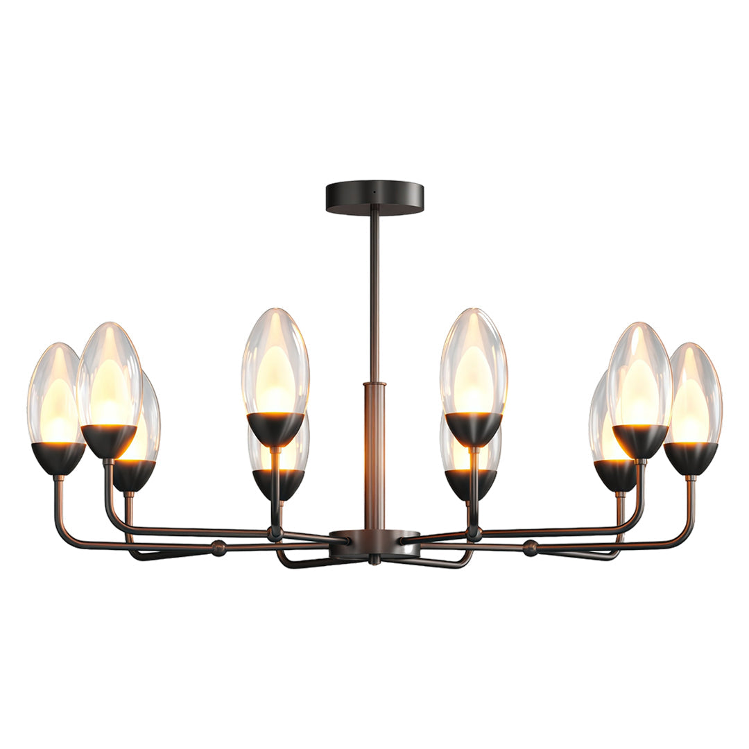 Luxury Copper Modern Chandelier with Clear Glass Shades