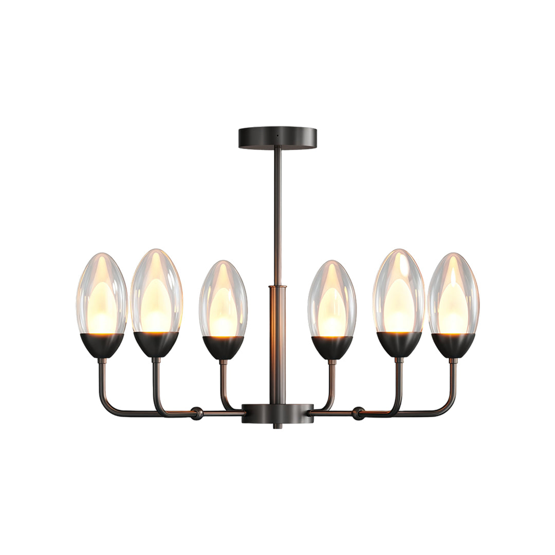 Luxury Copper Modern Chandelier with Clear Glass Shades