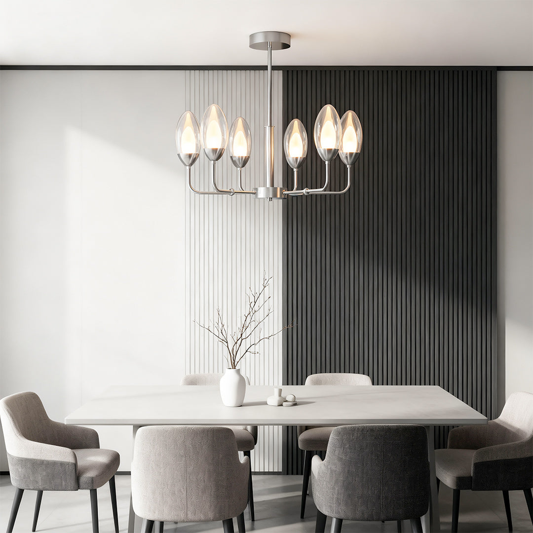 Luxury Copper Modern Chandelier with Clear Glass Shades