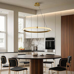 Aurelia Modern Round LED Chandelier – Designer Ceiling Light in Copper, Nickel, or Black