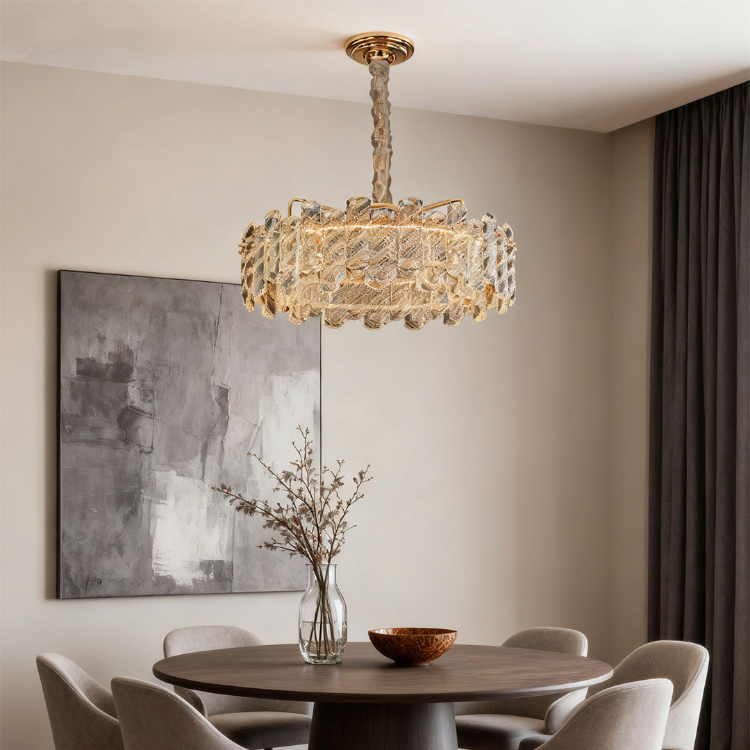 Lumina Crystal Chandelier in Champagne Gold with Adjustable LED Lighting