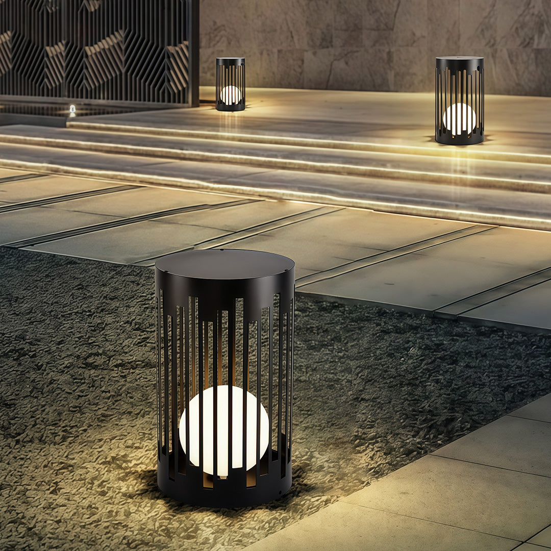Aria Outdoor Lantern in Matte Black with White PE Shade, IP65 Waterproof