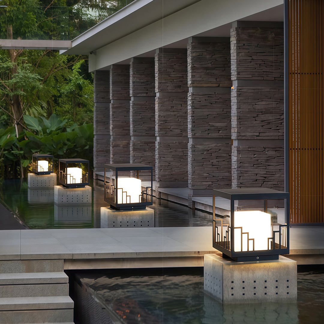 Minimalist Outdoor Pillar Light in Matte Black Stainless Steel