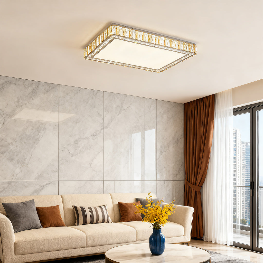 Lumière Cristal LED Flush Mount Ceiling Light in Chrome