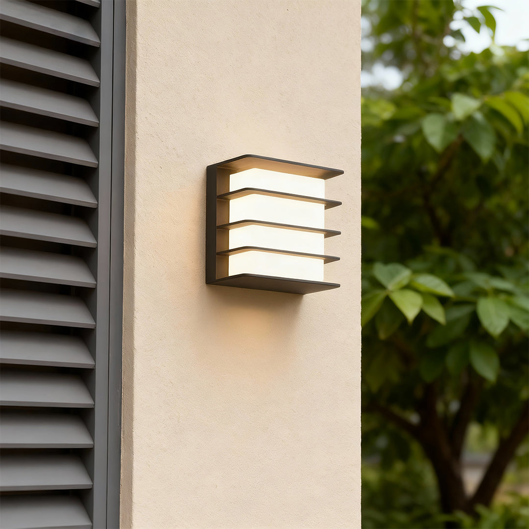 Square LED Outdoor Wall Sconce in Matte Black, IP65 Waterproof