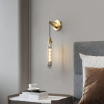 Modern Brass Wall Mount Pendant Light with Glass Shade