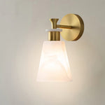 Luxury Brass Wall Sconce with Marble Shade, Minimalist LED Lighting for Modern Interiors