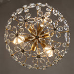 Crystal Flower Chandelier Vintage French Country Ceiling Light with Brass Finish