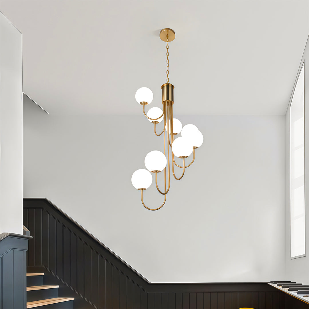 French Elegance Spiral Globe Chandelier in Gold or Black, 8 or 12 Lights