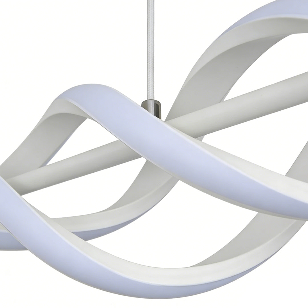 Spiral Linear LED Pendant Light in White for Modern Dining Rooms