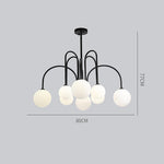 Sputnik Multi Light White Ball Glass Shade Pendant Lights Gold Black Curved Linear Chandelier