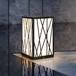 Square Solar LED Bollard Light with Linear Pattern Shade, 20W Black Stainless Steel