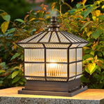 Bronze Copper Pillar Lamp for Fence Posts with Solar & Hardwired Options