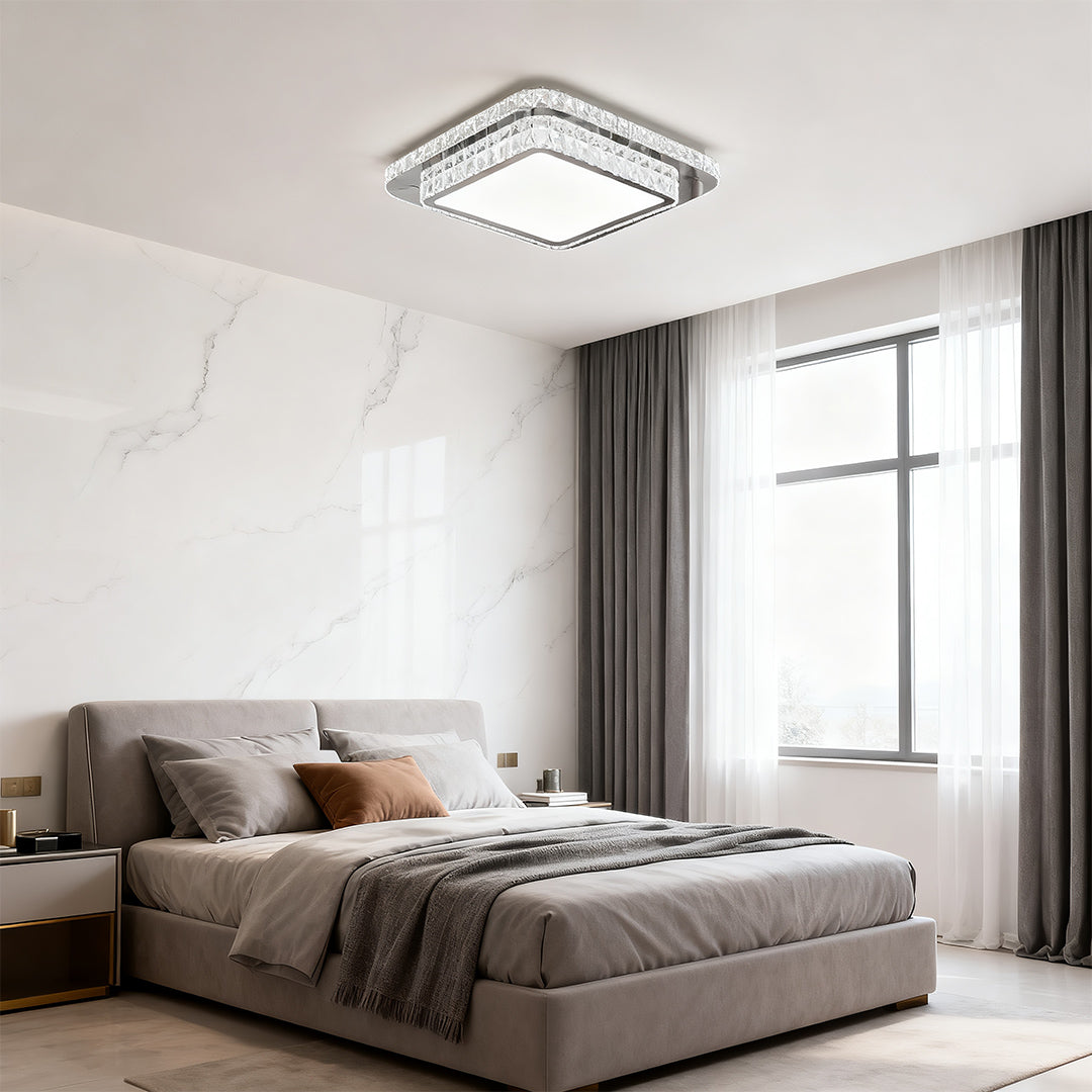 Luxury Crystal Flush Mount Ceiling Light in Polished Chrome