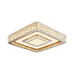 Luxury Crystal Flush Mount Ceiling Light with Chrome Frame, LED Integrated