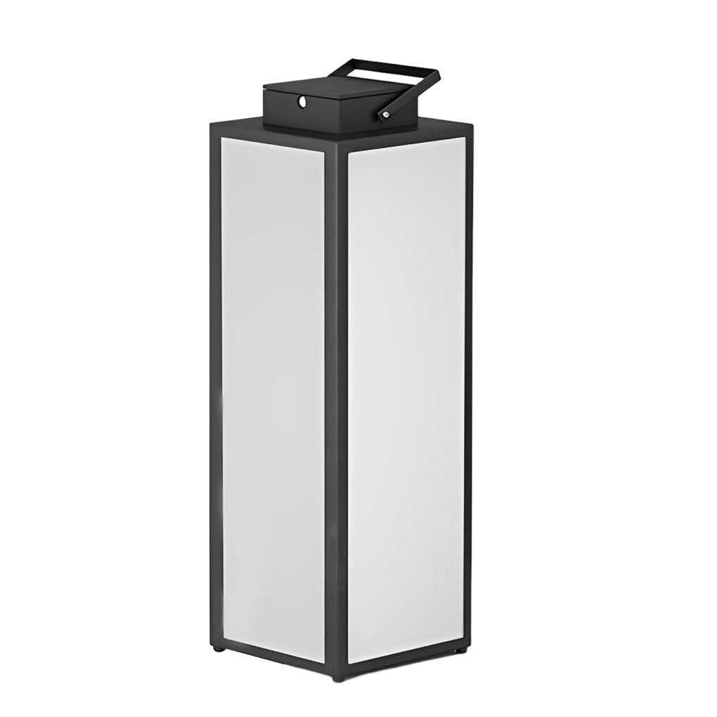 Modern Square Lantern Portable Rechargeable LED Solar Lawn Light for Patio & Garden