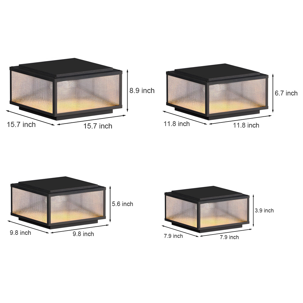 Modern Square Outdoor Pillar Light in Matte Black Aluminum
