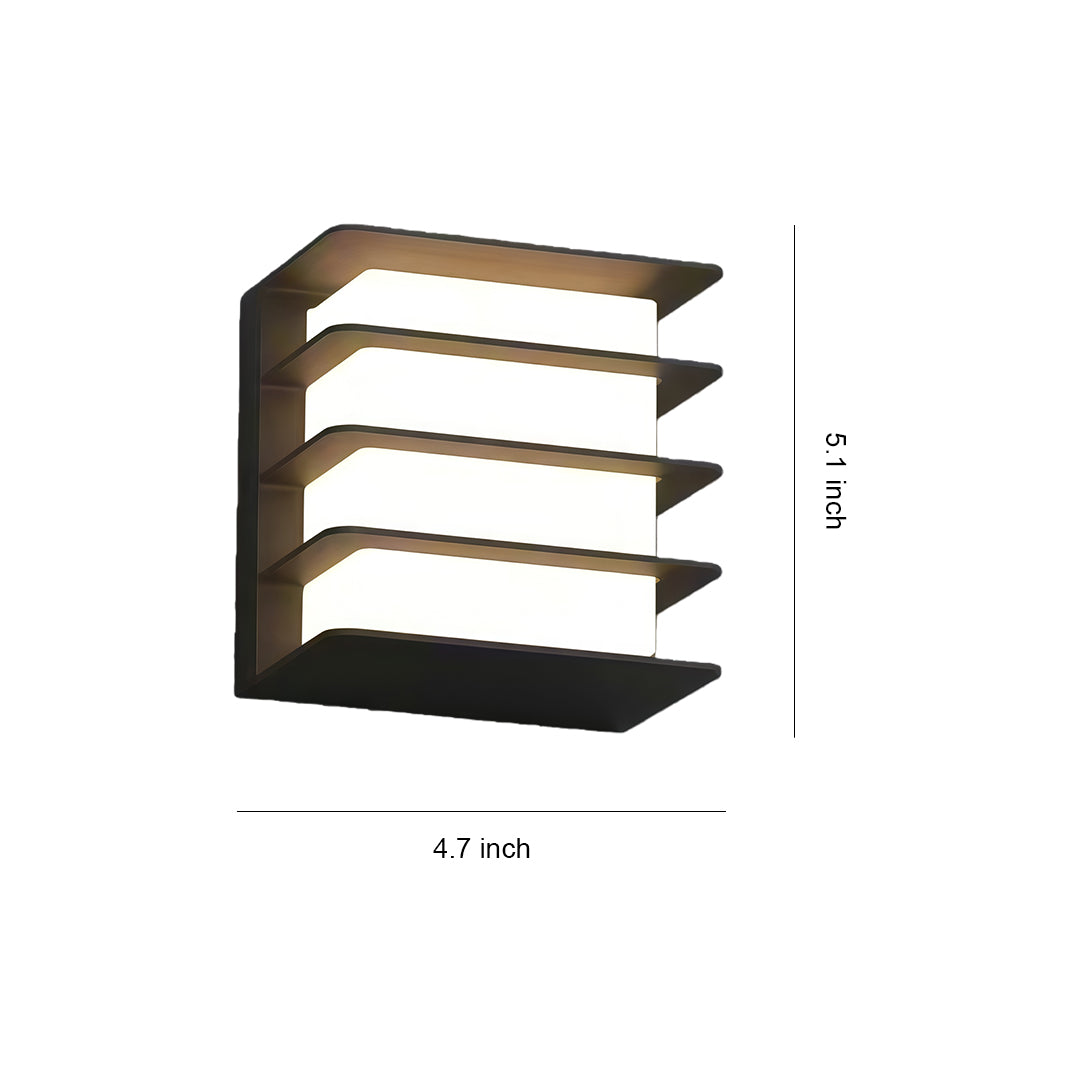 Square LED Outdoor Wall Sconce in Matte Black, IP65 Waterproof