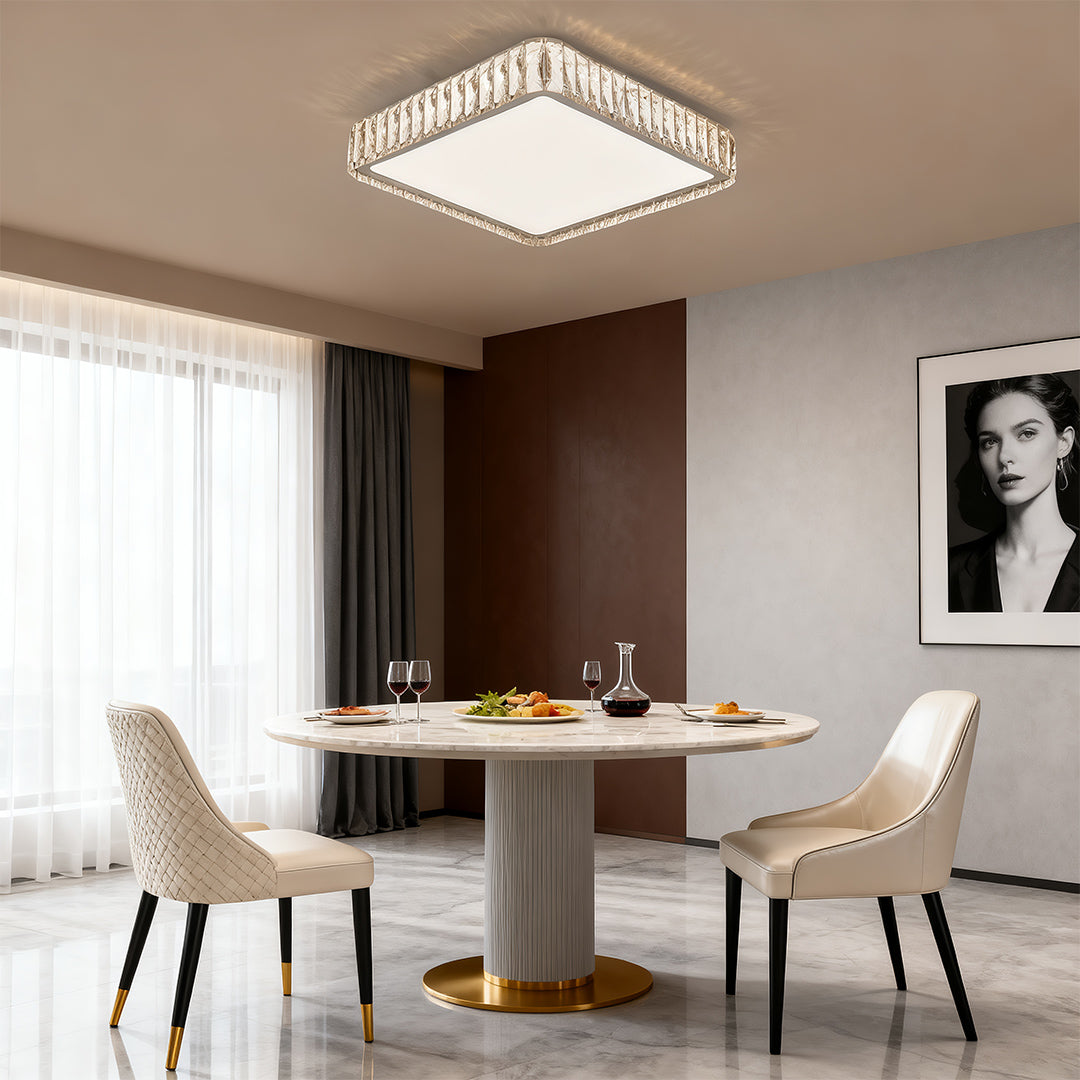 Crystal Flush Mount Ceiling Light Modern Minimalist Chrome LED