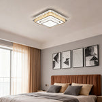 Crystal Flush Mount Ceiling Light with Chrome Frame, Modern LED Ceiling Lamp