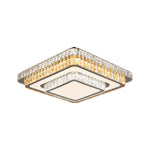 Crystal Flush Mount Ceiling Light with Chrome Frame, Modern LED Ceiling Lamp