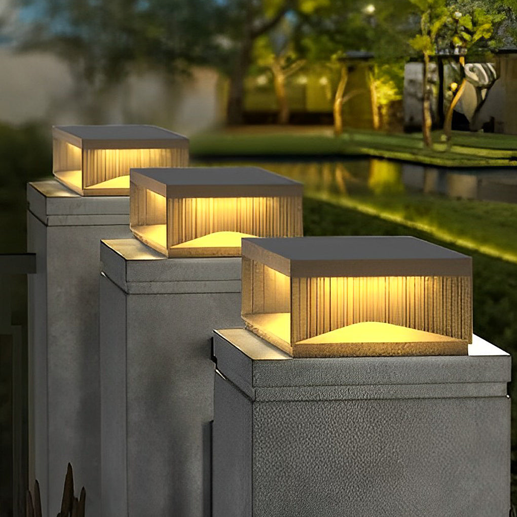 Solar-Powered Modern Post Light in Black Stainless Steel