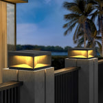 Solar-Powered Modern Post Light in Black Stainless Steel