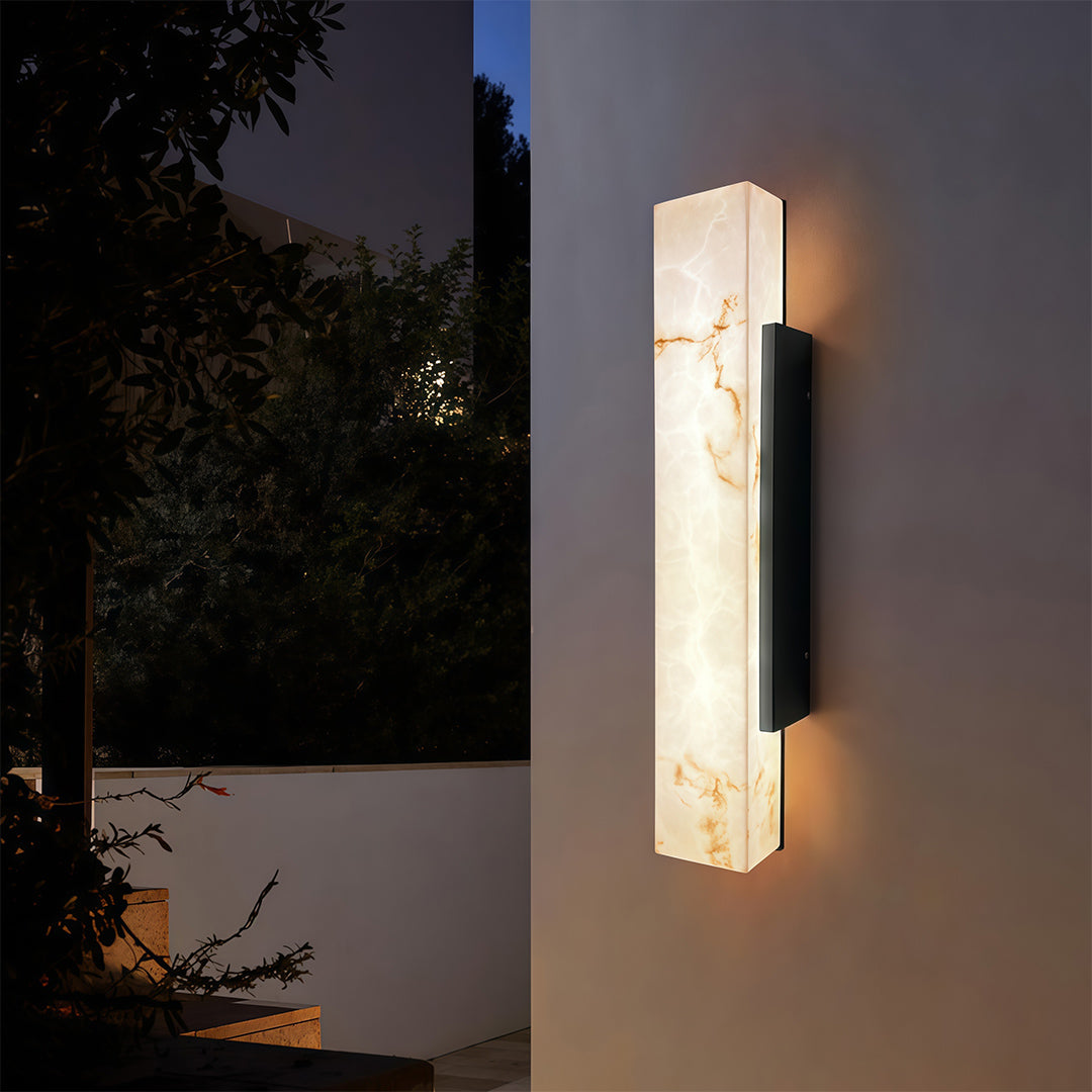 Luma Square Outdoor Wall Light in Cloud Stone Finish