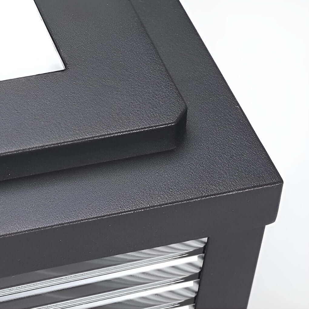 Square Ribbed Glass LED Pillar Light for Modern Outdoor Spaces