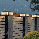 Square Ribbed Glass LED Pillar Light for Modern Outdoor Spaces
