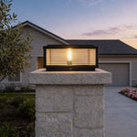 Square Ribbed Glass LED Pillar Light for Modern Outdoor Spaces