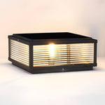 Square Ribbed Glass LED Pillar Light for Modern Outdoor Spaces