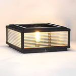 Square Ribbed Glass LED Pillar Light for Modern Outdoor Spaces