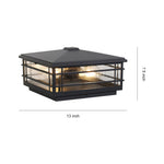 Outdoor Pillar Light in Black Aluminum with Clear Glass Shade for Courtyards