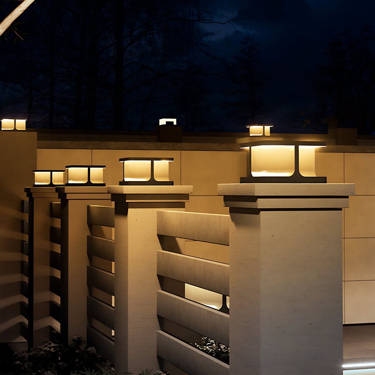 Modern Stainless Steel Square Post Lights for Courtyard and Garden