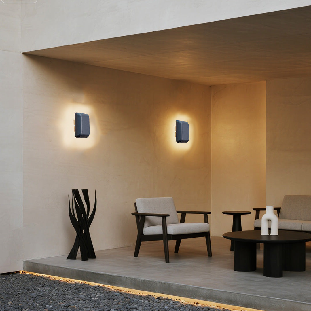 Minimalist Geometric Outdoor Wall Sconce in Gray Die-Cast Aluminum