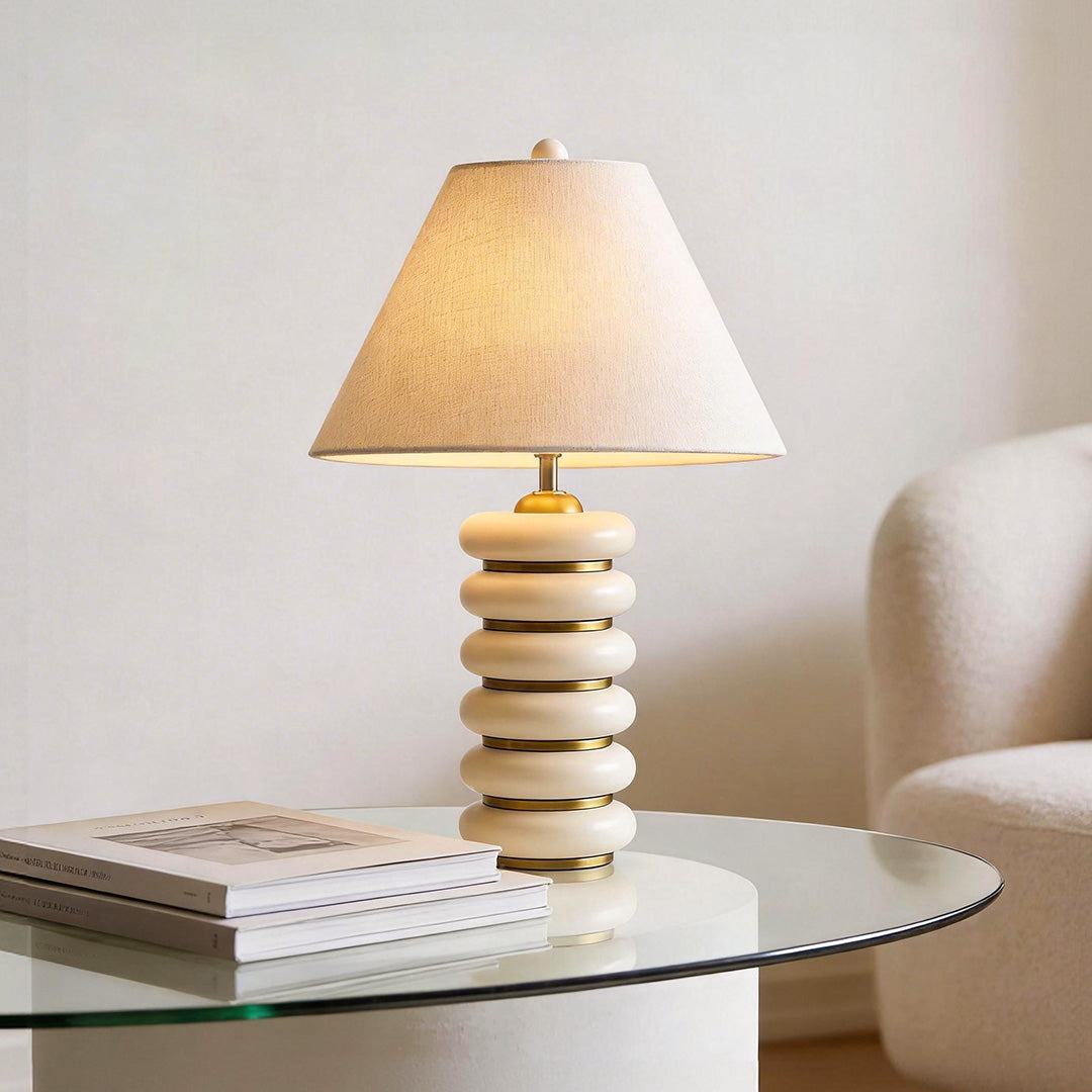 American Retro Cloth Table Lamp with Fabric Shade for Bedroom and Living Room