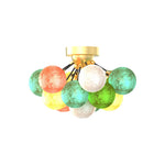 Artisan Stained Glass Flush Mount Ceiling Light in Gold Iron, Modern LED