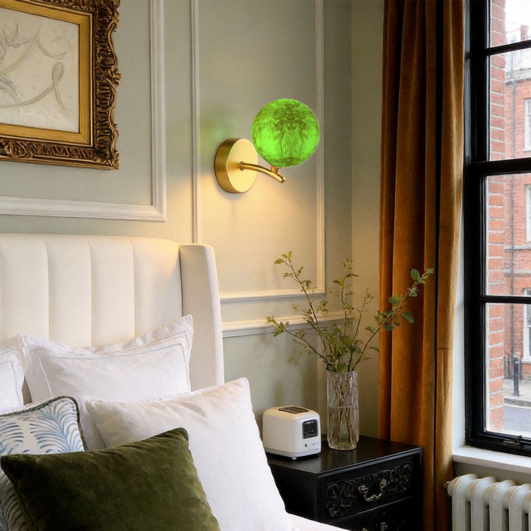 Artisan Stained Glass Wall Sconce with Gold Metal Frame