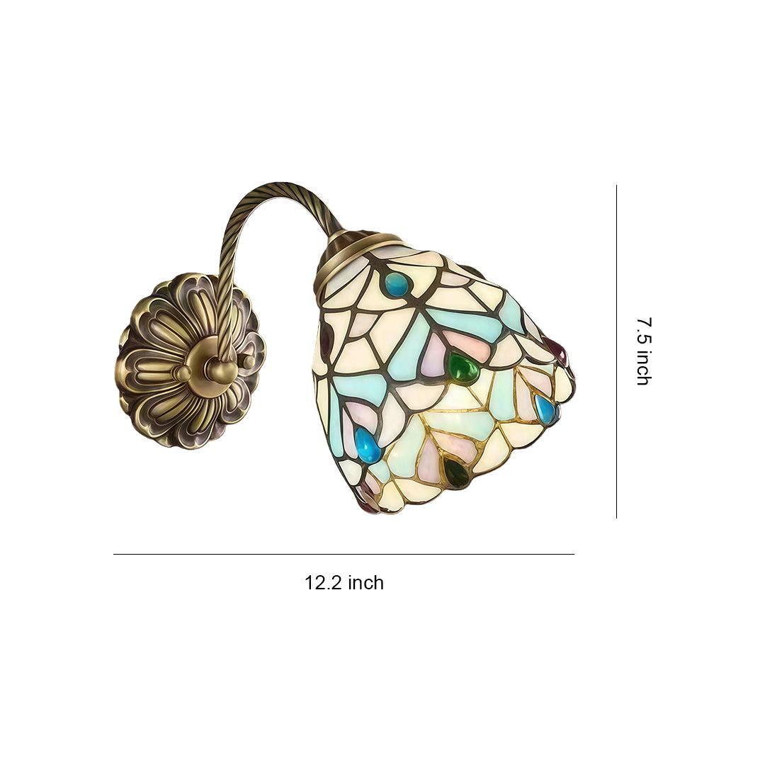 Artisan Stained Glass Wall Sconce with Brass Frame – American Country Lighting