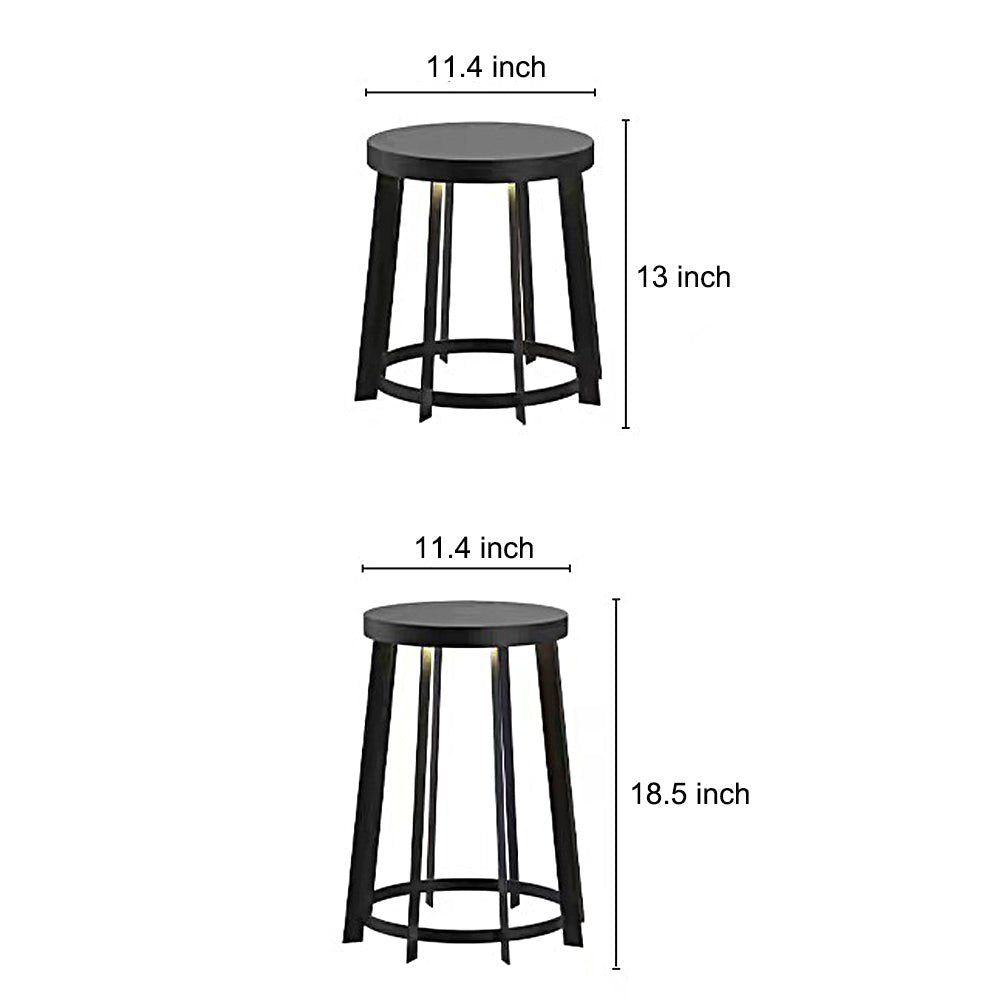 Luma Round Solar Stool Light with LED Illumination for Patio and Garden