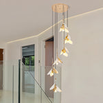 Artisan Ceramic Flower Chandelier for Staircases and Grand Interiors