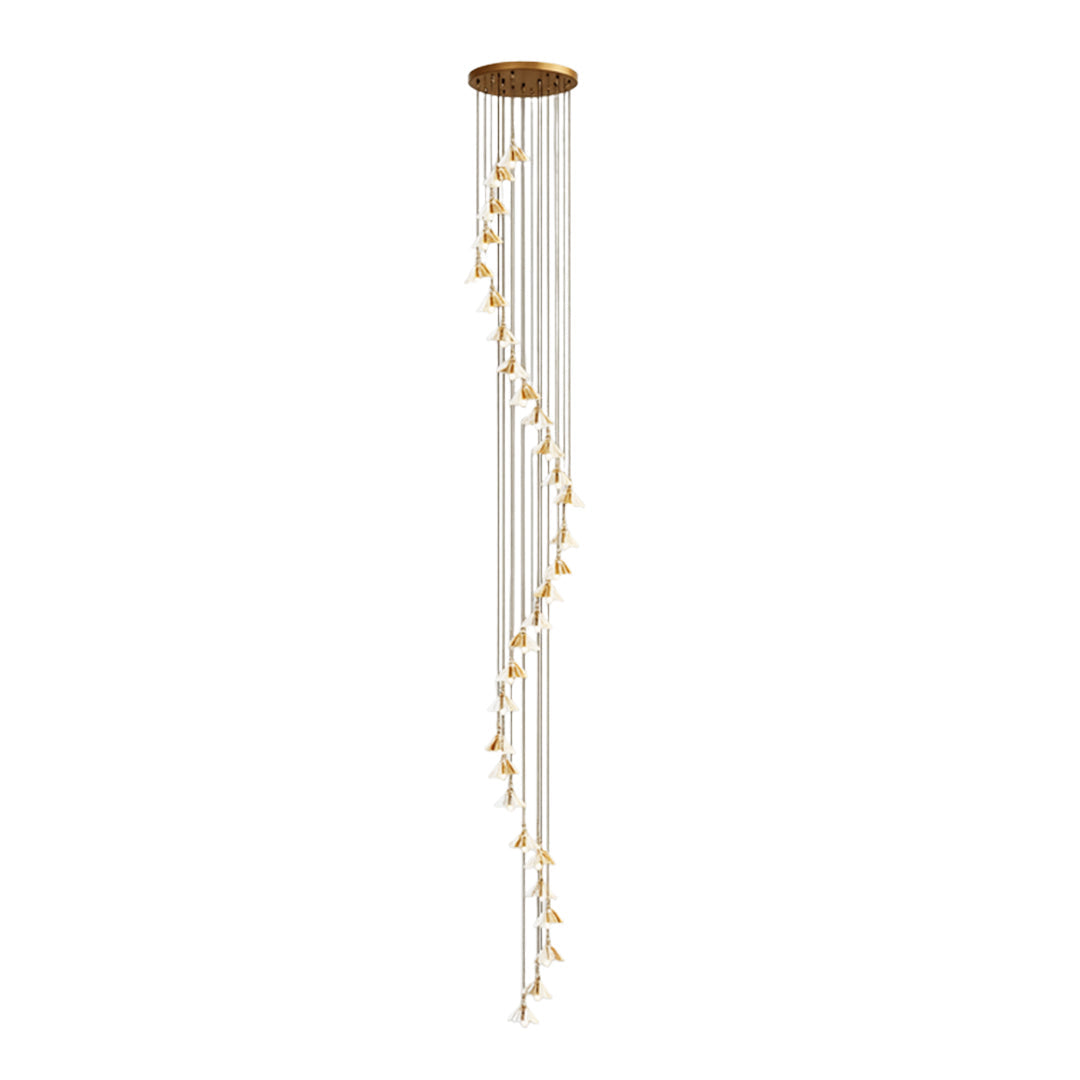 Artisan Ceramic Flower Chandelier for Staircases and Grand Interiors