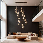 Crystal Cascade Staircase Chandelier in Gold Aluminum
