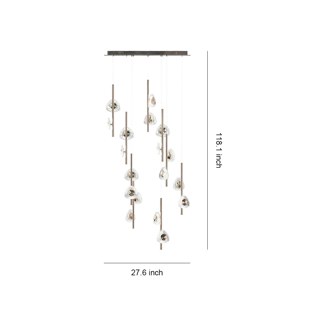 Crystal Cascade Staircase Chandelier in Gold Aluminum