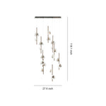 Crystal Cascade Staircase Chandelier in Gold Aluminum