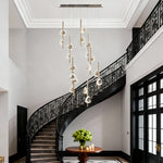 Crystal Cascade Staircase Chandelier in Gold Aluminum